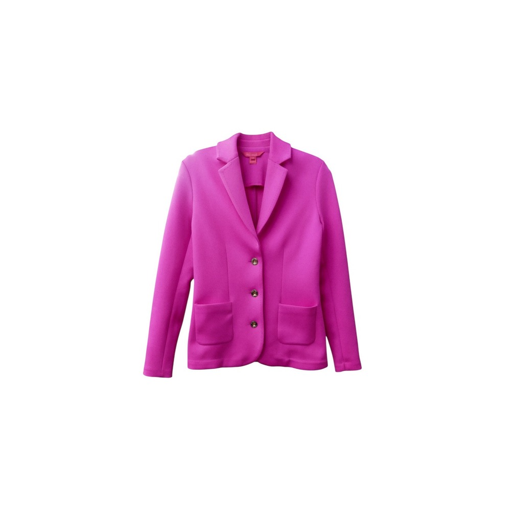 Lilly Pulitzer Knit Blazer Womens XS Pink 3-Button Patch Pockets 003556